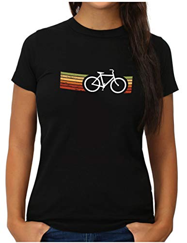 OM3® Retro Bicycle T-Shirt | Damen | Cycling Cyclist Biking Fahrrad Radfahrer | M, Schwarz von OM3