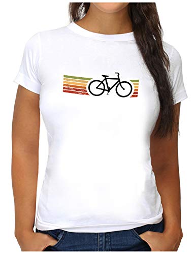 OM3® Retro Bicycle T-Shirt - Damen - Cycling Cyclist Biking Fahrrad Radfahrer - XXL, Weiß von OM3