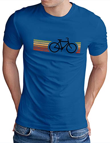 OM3® Retro Bicycle T-Shirt | Herren | Cycling Cyclist Biking Fahrrad Radfahrer | Blau-SW, L von OM3