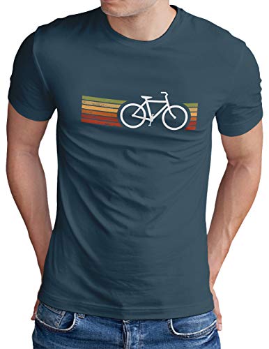 OM3® Retro Bicycle T-Shirt | Herren | Cycling Cyclist Biking Fahrrad Radfahrer | Denim, L von OM3