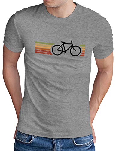 OM3® Retro Bicycle T-Shirt | Herren | Cycling Cyclist Biking Fahrrad Radfahrer | Grau Meliert, 5XL von OM3