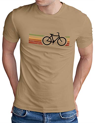 OM3® Retro Bicycle T-Shirt | Herren | Cycling Cyclist Biking Fahrrad Radfahrer | Khaki, L von OM3