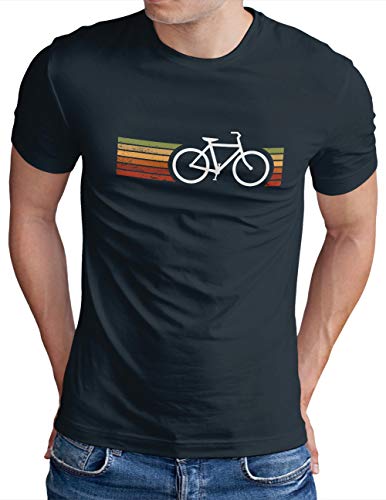 OM3® Retro Bicycle T-Shirt | Herren | Cycling Cyclist Biking Fahrrad Radfahrer | Navy, L von OM3