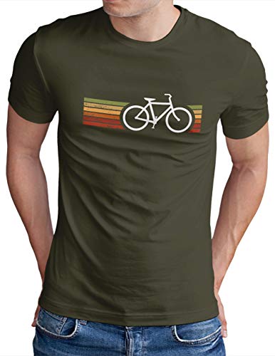 OM3® Retro Bicycle T-Shirt | Herren | Cycling Cyclist Biking Fahrrad Radfahrer | Oliv-WS, L von OM3