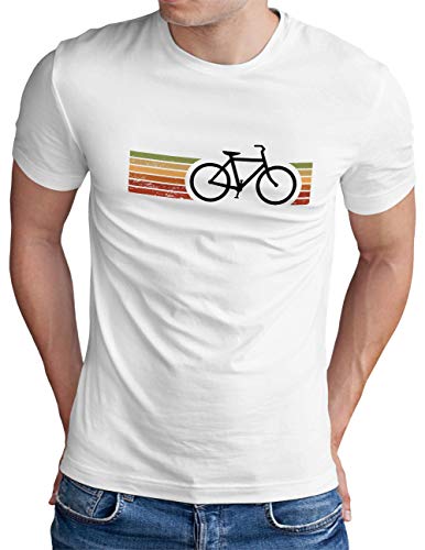 OM3® Retro Bicycle T-Shirt | Herren | Cycling Cyclist Biking Fahrrad Radfahrer | Weiß, 4XL von OM3