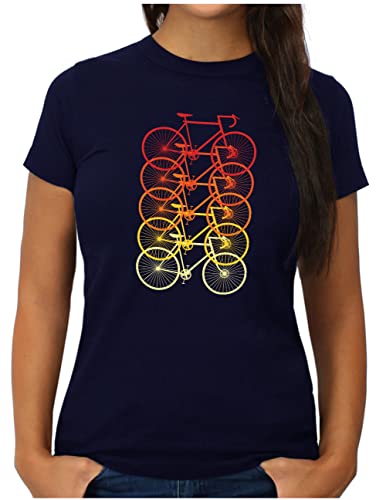 OM3® Retro Rennrad Fahrrad T-Shirt | Damen | Rad Bicycle Radsport Bike | M, Navy von OM3