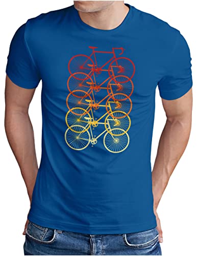 OM3® Retro Rennrad Fahrrad T-Shirt | Herren | Rad Bicycle Radsport Bike | Blau, L von OM3