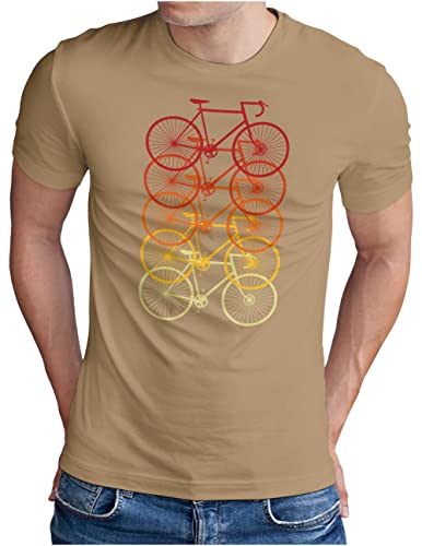 OM3® Retro Rennrad Fahrrad T-Shirt | Herren | Rad Bicycle Radsport Bike | Khaki, L von OM3