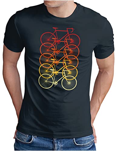 OM3® Retro Rennrad Fahrrad T-Shirt | Herren | Rad Bicycle Radsport Bike | Navy, S von OM3