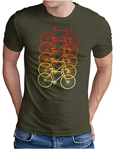 OM3® Retro Rennrad Fahrrad T-Shirt | Herren | Rad Bicycle Radsport Bike | Oliv, L von OM3