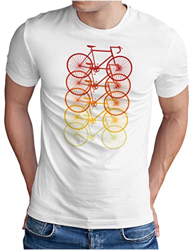 OM3® Retro Rennrad Fahrrad T-Shirt | Herren | Rad Bicycle Radsport Bike | Weiß, L von OM3