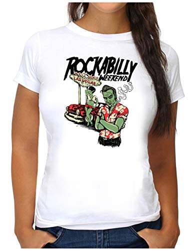 OM3® Rockabilly T-Shirt | Damen | 50's Rock and Roll Music Hot Rod Greaser | XXL, Weiß von OM3