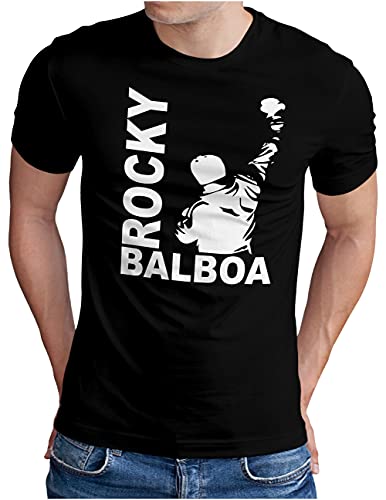 OM3® Rocky-Balboa T-Shirt | Herren | The Italian Stallion 70s 80s Epic Boxing Movie | Schwarz, 3XL von OM3