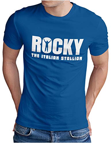 OM3® Rocky Balboa T-Shirt | Herren | The Italian Stallion 70s 80s Kult Boxing Movie | Royal Blau-WS, 4XL von OM3