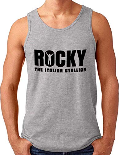 OM3® Rocky Balboa Tank Top Shirt | Herren | The Italian Stallion 70s 80s Kult Boxing Movie | Grau Meliert, L von OM3