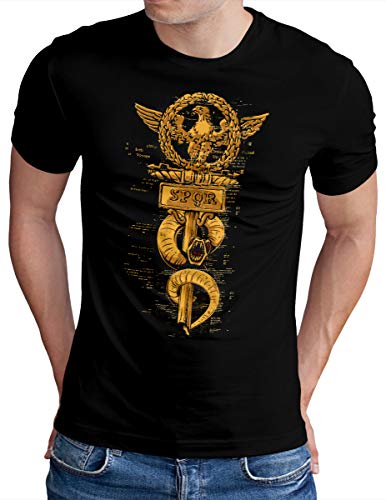 OM3® SPQR-Eagle T-Shirt | Herren | Roman Gladiator Gym Legion Shirt | Schwarz, 4XL von OM3