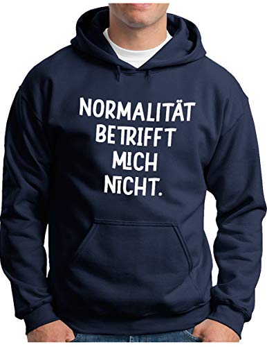 OM3® Sarkastischer Spruch Hoodie | Herren | Normalität betrifft Mich Nicht | Kapuzen-Pullover Navy, XXL von OM3