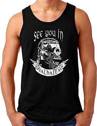 OM3® See You in Valhalla Skull Tank Top Shirt - Herren - Runen Vikings Wikinger Nordic Warrior - Schwarz, 4XL von OM3
