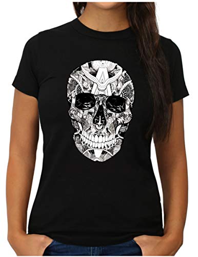 OM3® Skull T-Shirt | Damen | Sunglasses Totenkopf Shades 666 Rocker Biker | M, Schwarz von OM3