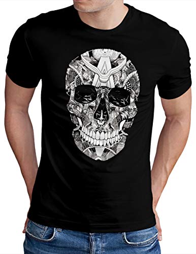 OM3® Skull T-Shirt - Herren - Sunglasses Totenkopf Shades 666 Rocker Biker - Schwarz, 3XL von OM3