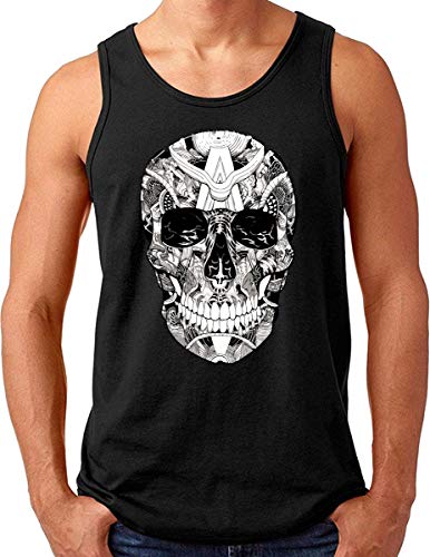 OM3® Skull Tank Top Shirt | Herren | Sunglasses Totenkopf Shades 666 Rocker Biker | Schwarz, 3XL von OM3