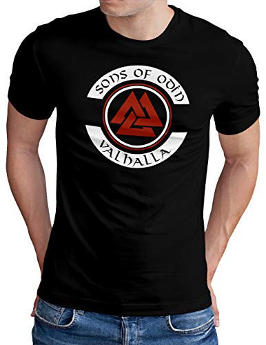 OM3® Sons of Odin Valhalla T-Shirt - Herren - Wikinger Krieger Valknut - Schwarz, XXL von OM3