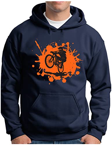 OM3® Splash Mountainbike Hoodie | Herren | Fahrrad MTB Bicycle Biking | Kapuzen-Pullover Navy, L von OM3