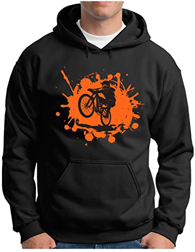 OM3® Splash Mountainbike Hoodie | Herren | Fahrrad MTB Bicycle Biking | Kapuzen-Pullover Schwarz, M von OM3