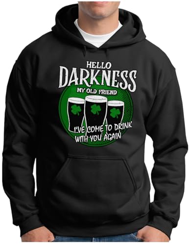 OM3® St. Patrick's Day Hoodie | Herren | Happy St Pattys Hello Darkness Beer Irish Dry Stout | Kapuzen-Pullover Schwarz, 4XL von OM3