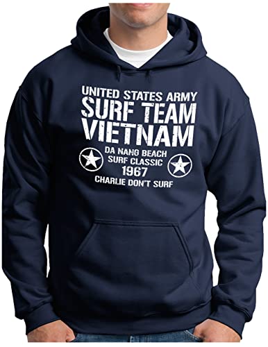 OM3® Surf Team Vietnam Hoodie | Herren | United States Army Da Nang Beach 1967 | Kapuzen-Pullover Navy, XXL von OM3