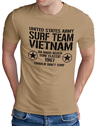 OM3® Surf Team Vietnam T-Shirt | Herren | United States Army Da Nang Beach 1967 | Khaki, M von OM3