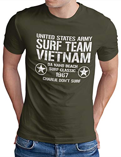 OM3® Surf Team Vietnam T-Shirt | Herren | United States Army Da Nang Beach 1967 | Oliv-WS, L von OM3