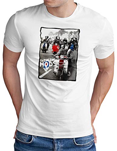 OM3® Swinging MODS T-Shirt | Herren | England Great Britain Punk Rock Music UK | Weiß, M von OM3