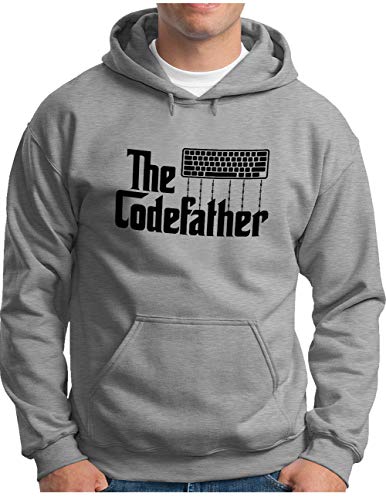 OM3® The Codefather Hoodie - Herren - Computer Freak Nerd IT Admin Hacker Coder Coding - Kapuzen-Pullover Grau Meliert, M von OM3