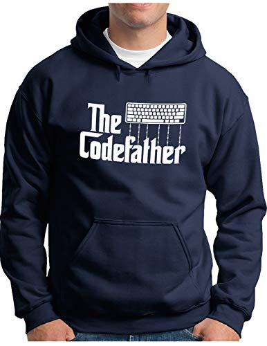 OM3® The Codefather Hoodie | Herren | Geek Computer Nerd IT Coder Hacker Admin | Kapuzen-Pullover Navy, XXL von OM3