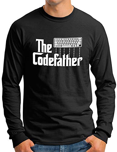 OM3® The Codefather Langarm Shirt | Herren | Geek Computer Nerd IT Coder Hacker Admin | Schwarz, S von OM3