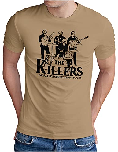 OM3® The Killers World Destruction Tour T-Shirt | Herren | Punk Rock Hardrock Music Parody Fun | Khaki, XL von OM3