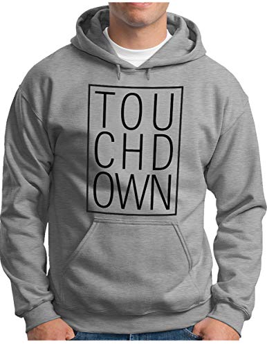 OM3® Touchdown Hoodie | Herren | American Football US Sport Fan Supporter | Kapuzen-Pullover Grau Meliert, 3XL von OM3