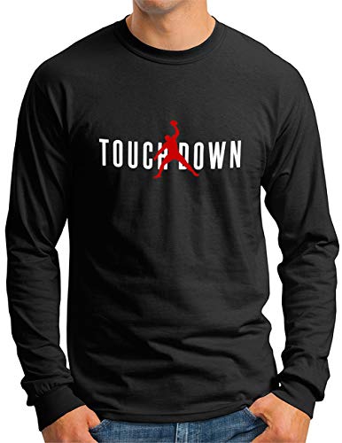 OM3® Touchdown Langarm Shirt | Herren | USA Sports American Football Shirt | Schwarz, 4XL von OM3