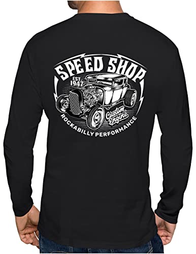 OM3® US Hot Rod Langarm Shirt | Herren | American Muscle Tuning Oldschool Classic Cars USA #02 | Schwarz, L von OM3