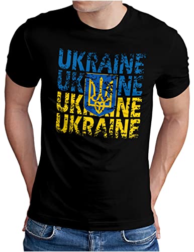 OM3® Ukraine T-Shirt | Herren | Ukrajina Flagge Nationalfarben | Schwarz, 3XL von OM3