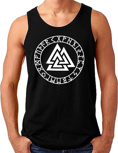 OM3® Valknut-Vikings-Symbol Tank Top Shirt | Herren | Wotansknoten Runen Wikinger Logo Walhalla Warrior | Schwarz, 3XL von OM3