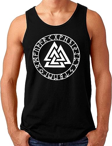 OM3® Valknut-Vikings-Symbol Tank Top Shirt - Herren - Wotansknoten Runen Wikinger Logo Walhalla Warrior - Schwarz, 4XL von OM3