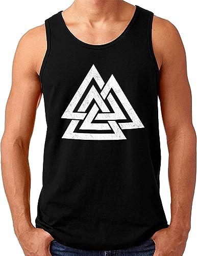 OM3® Valknut-Vikings-Symbol Tank Top Shirt | Herren | Wotansknoten Wikinger Logo Knoten Nordic Warrior | Schwarz, 4XL von OM3