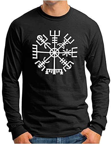 OM3® Vegvisir-Viking-Compass Langarm Shirt - Herren - Odin Wikinger Magic Symbol Nordic Warrior - Schwarz, XL von OM3