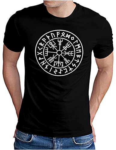 OM3® Vegvisir-Viking-Compass T-Shirt | Herren | Odin Runen Wikinger Magic Symbol Nordic Warrior | Schwarz, 4XL von OM3