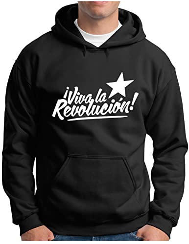 OM3® Viva La Revolucion Hoodie | Herren | Che Guevara Revolution Kuba | Kapuzen-Pullover Schwarz, XXL von OM3