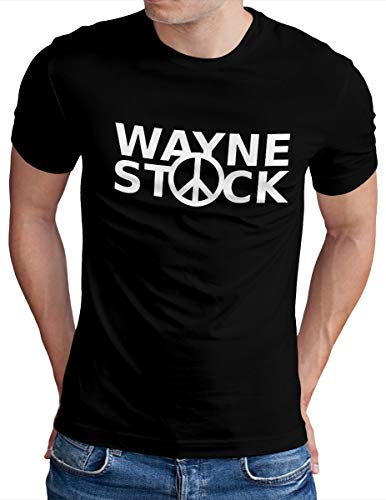 OM3® Wayne's World Stock T-Shirt | Herren | Waynestock Festival Dude Movie | Schwarz, 4XL von OM3