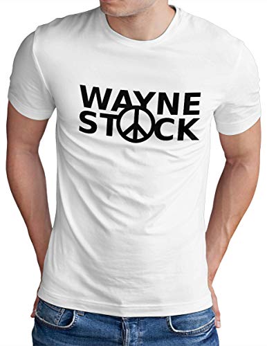 OM3® Wayne's World Stock T-Shirt | Herren | Waynestock Festival Dude Movie | Weiß, L von OM3