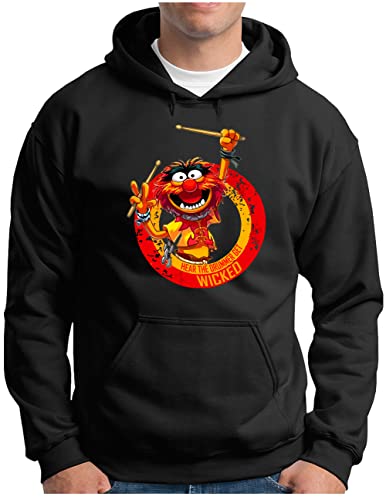 OM3® Wicked-Drummer Hoodie | Herren | Drums Heavy Metal Rock Music | Kapuzen-Pullover Schwarz, L von OM3